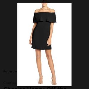 Charles Henry Off-the-Shoulder Dress in Black, Large